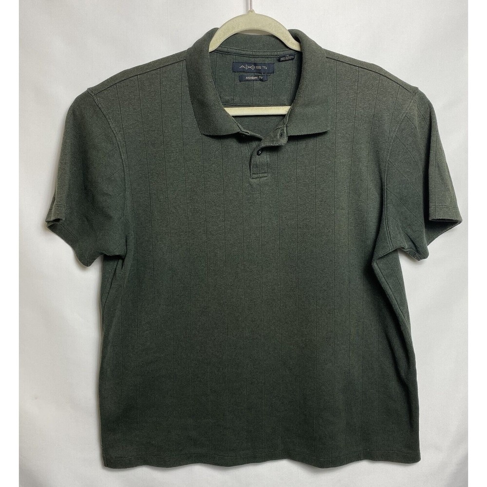 Axist Mens XL Modern Fit Textured Short Sleeve Knit Polo Bottle Green.